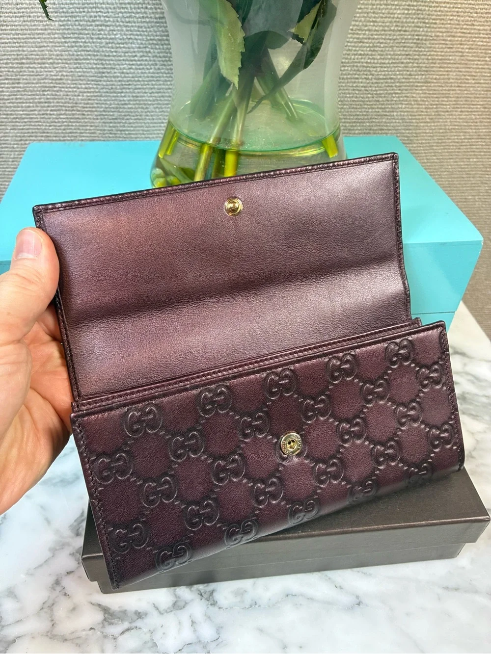 Gucci GG Dark Merlot Leather Snap Closure Wallet - NWOT Brand New Authentic - Picture 7 of 15